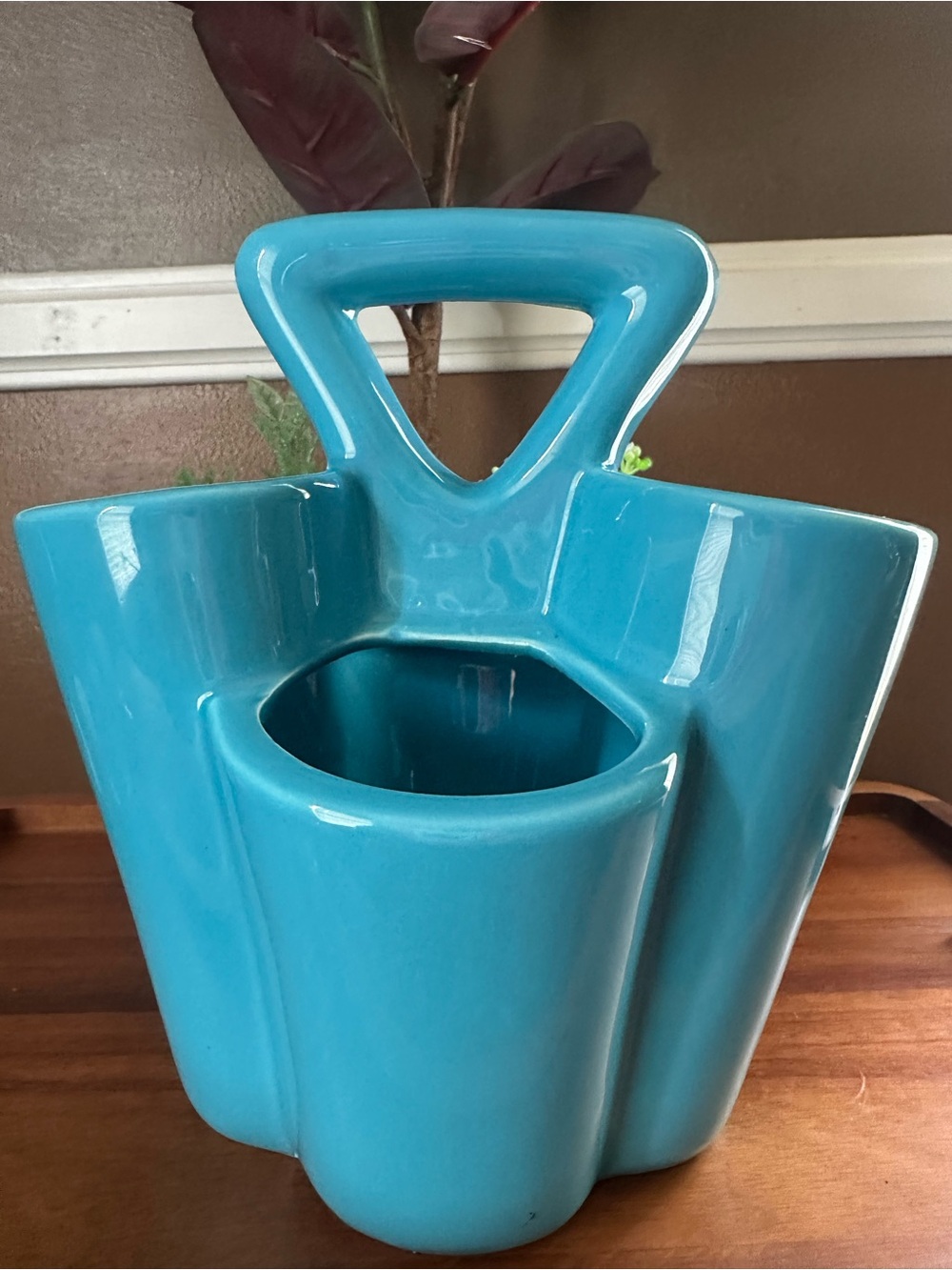 Blue Ceramic Decor 4 Section Silverware Holder Kitchen Table Organizer